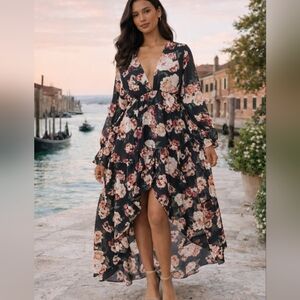 NWT Buddy Love Floral V-Neck High-Low Dress Siz…